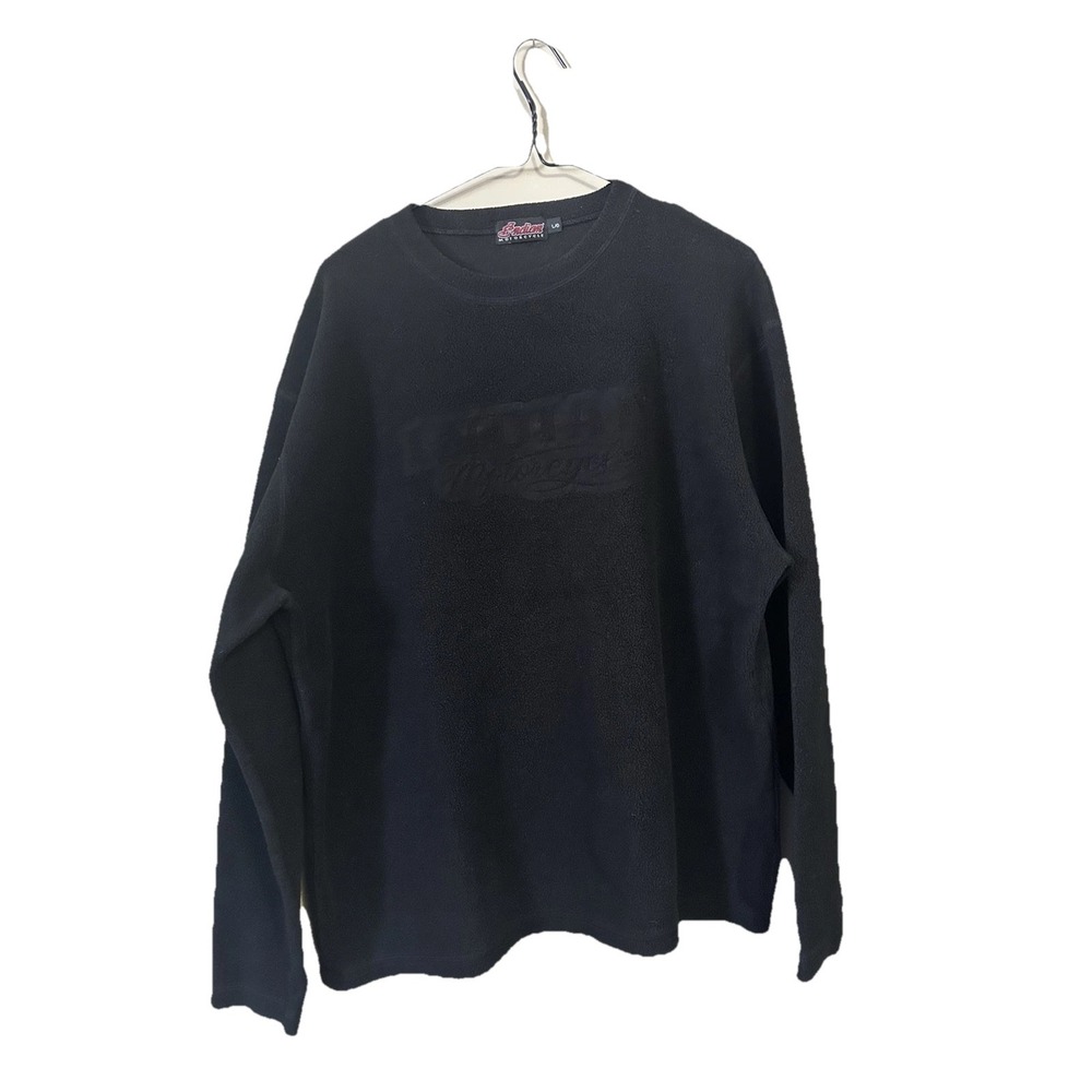 VTG Indian Motorcycles L Crew Neck Fleece Pullover Sweater Black Spell Out